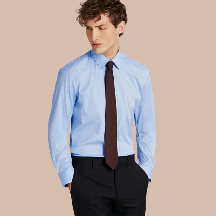 Burberry Burberry Modern Fit Stretch Cotton Shirt, Size: 15, Blue