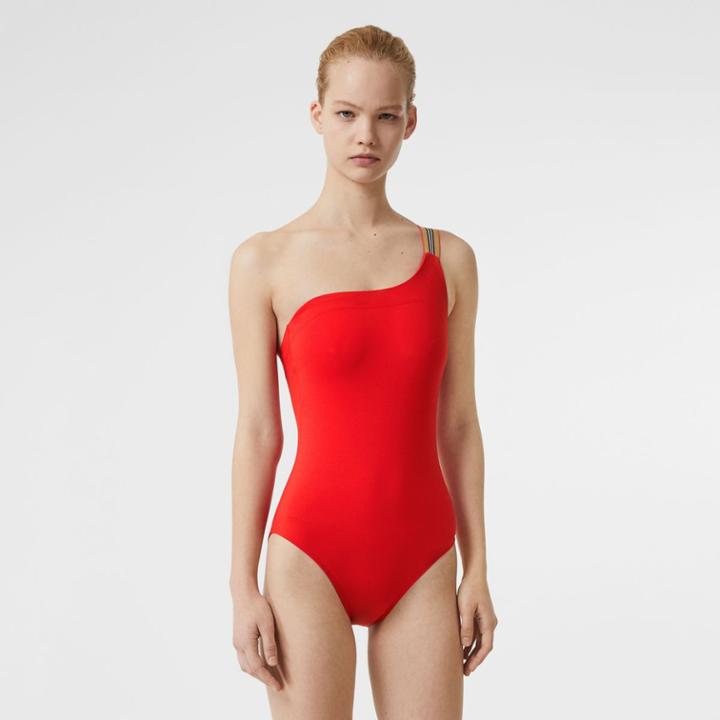 Burberry Burberry Icon Stripe Detail Swimsuit, Red