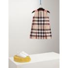 Burberry Burberry Pleated Check Washed Cotton A-line Dress, Size: 10y, Beige