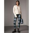 Burberry Burberry Two-tone Cable Knit Wool Cashmere Sweater, White