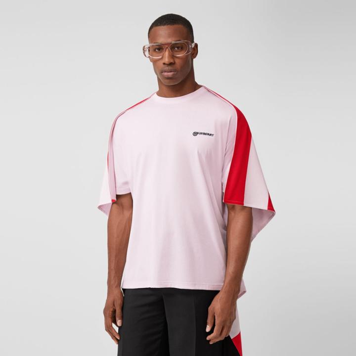 Burberry Burberry Striped Cape Detail Cotton Oversized T-shirt, Pink
