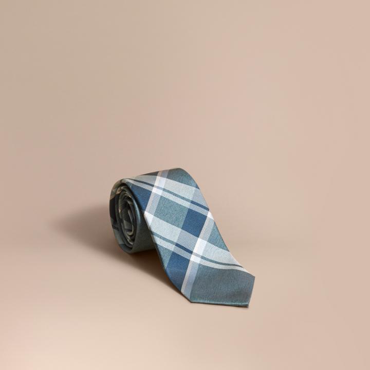Burberry Burberry Modern Cut Check Jacquard Silk Tie, Green
