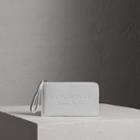 Burberry Burberry Embossed Leather Travel Wallet, White