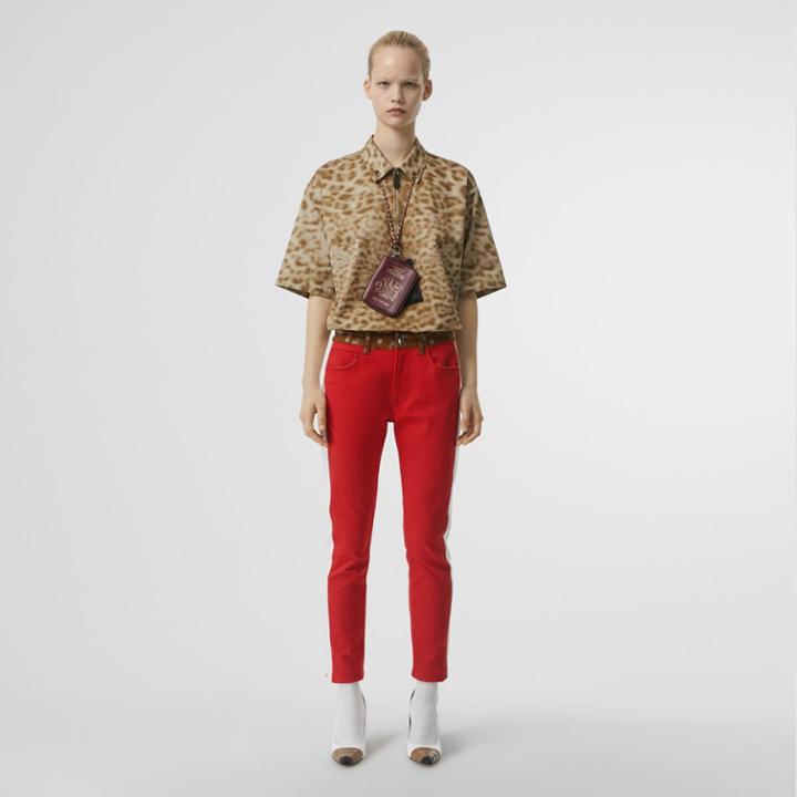 Burberry Burberry Short-sleeve Animal Print Cotton Shirt, Size: 02, Beige