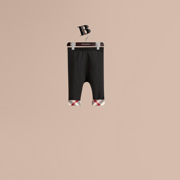 Burberry Burberry Check Detail Cotton Leggings, Size: 6m, Black