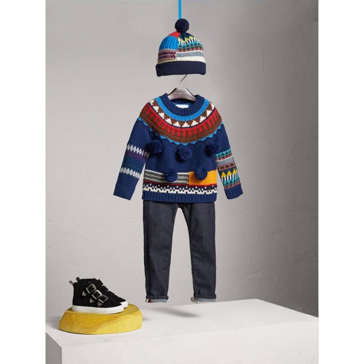 Burberry Burberry Pom-pom Fair Isle Wool Cashmere Sweater, Size: 8y