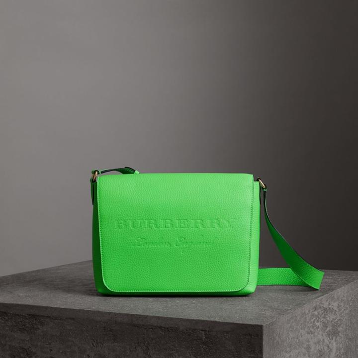 Burberry Burberry Medium Embossed Leather Messenger Bag, Green