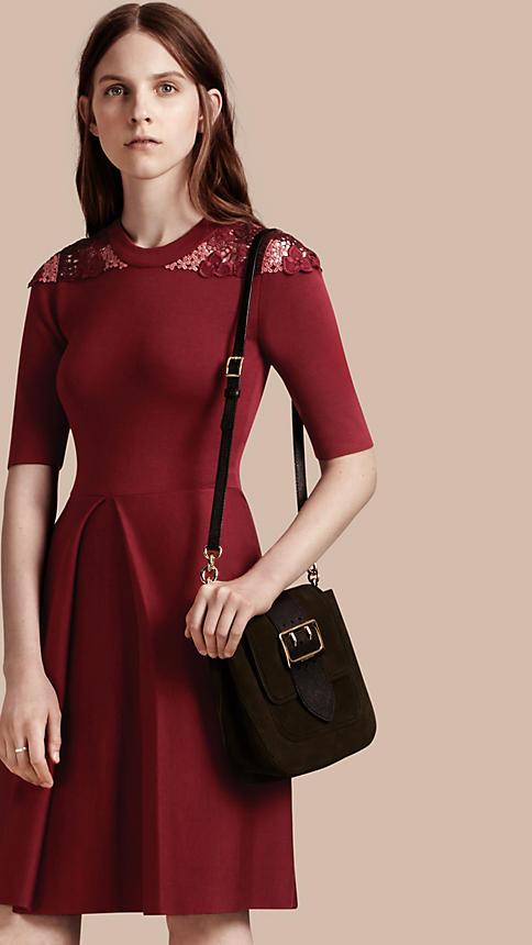 Burberry Macram Lace Detail Silk Blend Dress