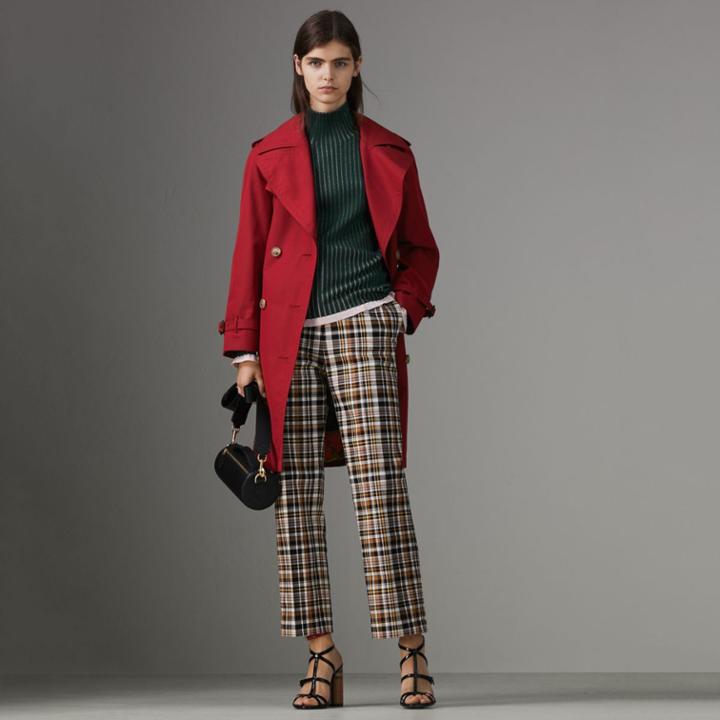 Burberry Burberry Oversized Lapel Cotton Gabardine Trench Coat, Size: 00
