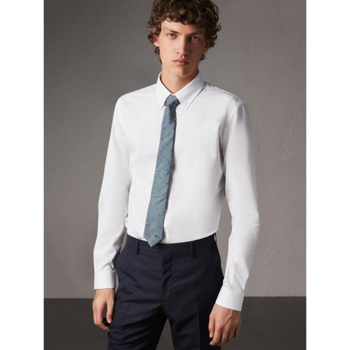 Burberry Burberry Slim Fit Button-down Collar Cotton Poplin Shirt, Size: 18, White