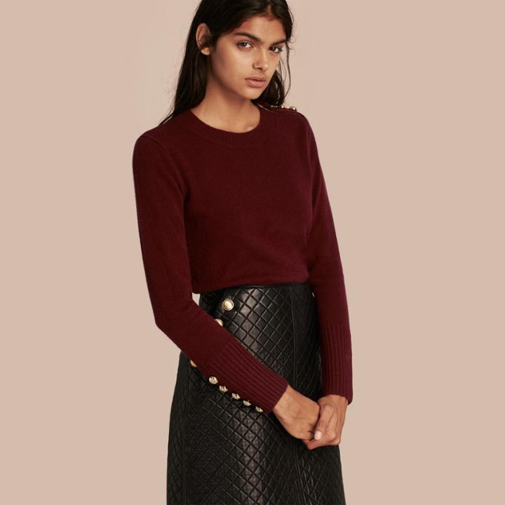 Burberry Burberry Cashmere Sweater With Crested Buttons, Size: Xs, Red