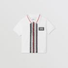 Burberry Burberry Childrens Monogram Stripe Cotton Piqu Polo Shirt, Size: 2y, White