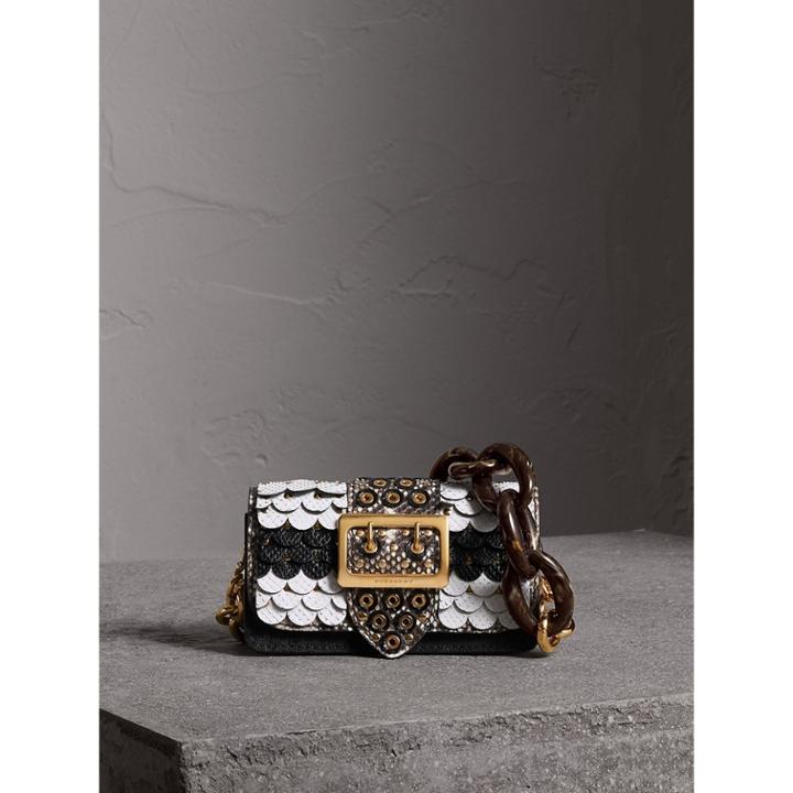 Burberry Burberry The Small Buckle Bag In Scalloped Snakeskin, Black