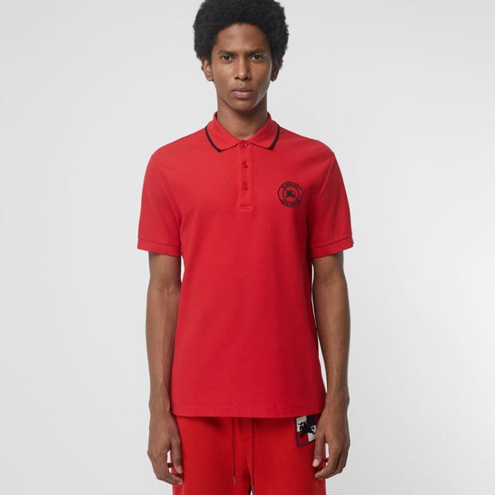 Burberry Burberry Embroidered Logo Cotton Piqu Polo Shirt