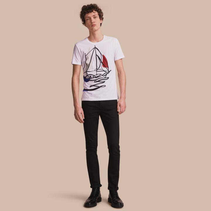 Burberry Burberry Sailboat Motif Cotton T-shirt, White