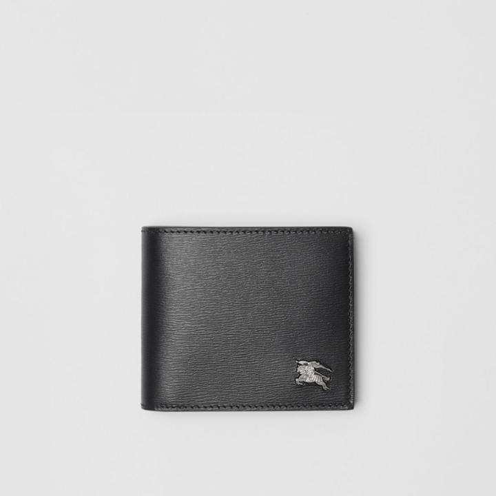 Burberry Burberry Ekd London Leather Bifold Wallet With Id Card Case, Black