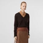 Burberry Burberry Logo Detail Merino Wool Silk Sweater, Size: Xs, Brown