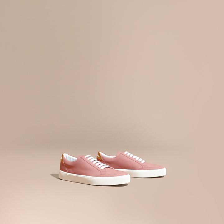 Burberry Burberry Metallic Detail Leather Sneakers, Size: 37.5, Pink