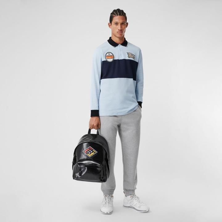 Burberry Burberry Logo Appliqu Cotton Trackpants, Size: M, Grey