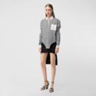 Burberry Burberry Cut-out Hem Striped Cotton Poplin Shirt, Size: 10, Black