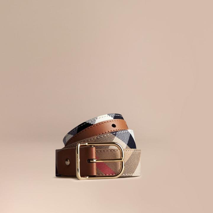 Burberry Burberry House Check Belt, Size: 70, Brown