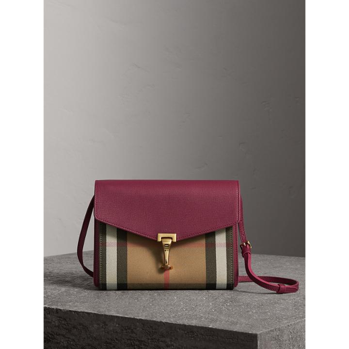 Burberry Burberry Small Leather And House Check Crossbody Bag, Pink