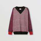 Burberry Burberry Houndstooth Check Technical Merino Wool Sweater, Red