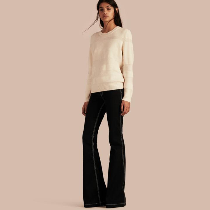 Burberry Burberry Check-knit Wool Cashmere Sweater, Size: Xs, White