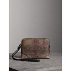 Burberry Burberry Large Doodle Print Coated Check Canvas Pouch, Brown