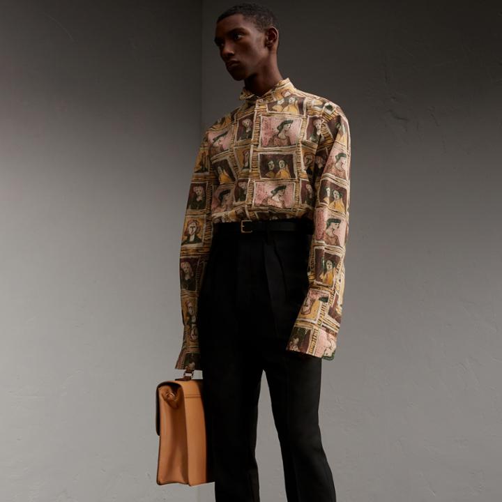 Burberry Burberry Framed Heads Print Cotton Shirt, Size: L, Brown