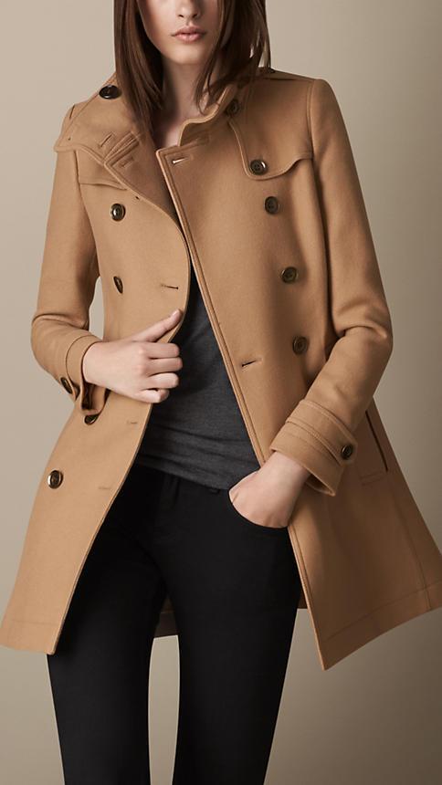 Burberry Short Double Wool Twill Trench Coat