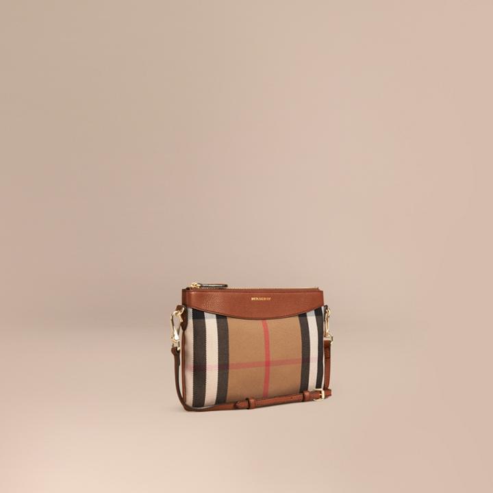Burberry Burberry House Check And Leather Clutch Bag, Green