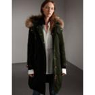 Burberry Burberry Down-filled Parka Coat With Detachable Fur Trim, Size: 10, Green