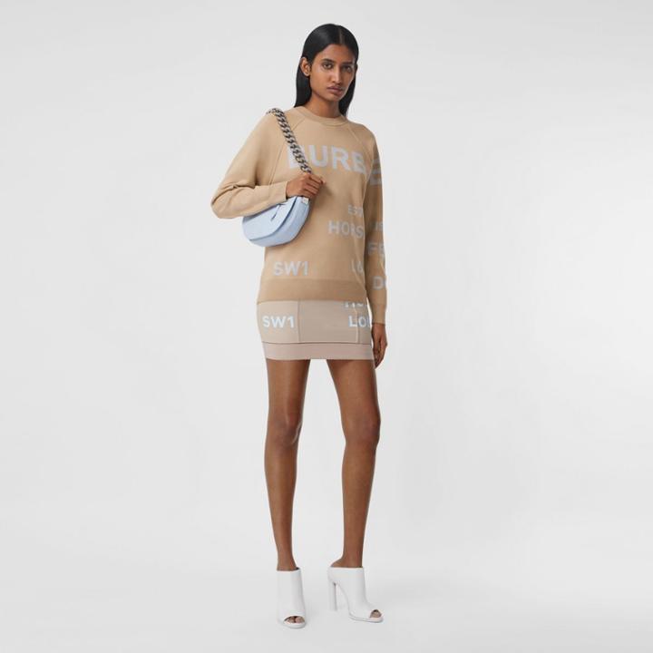 Burberry Burberry Horseferry Merino Wool Blend Jacquard Sweater, Beige
