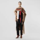 Burberry Burberry Striped Wool Cashmere Blend Cape, Brown