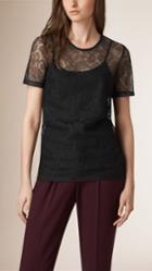 Burberry Burberry French Lace T-shirt, Size: 14, Black