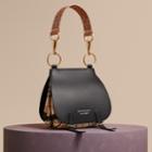 Burberry Burberry The Bridle Bag In Leather, Haymarket Check And Alligator, Black