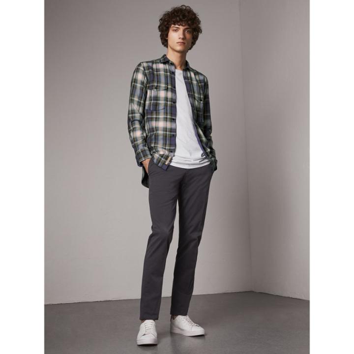 Burberry Burberry Slim Fit Stretch Cotton Chinos, Size: 38, Blue