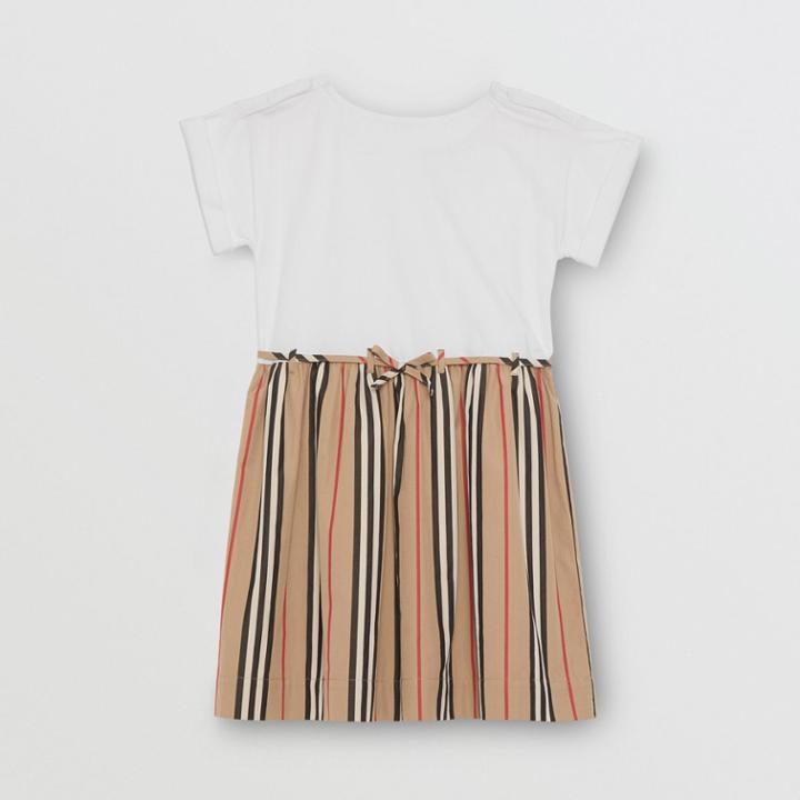 Burberry Burberry Childrens Icon Stripe Cotton Dress, Size: 6y, White
