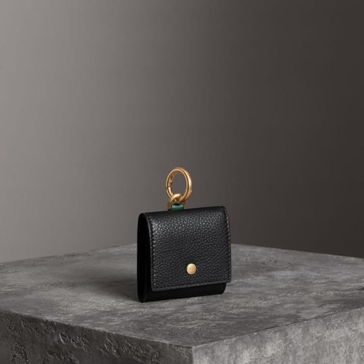 Burberry Burberry Small Square Leather Coin Case Charm, Black