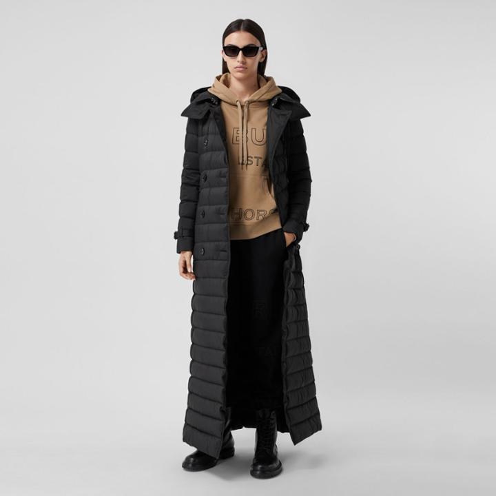 Burberry Burberry Logo Appliqu Detachable Hood Puffer Coat, Size: M, Black