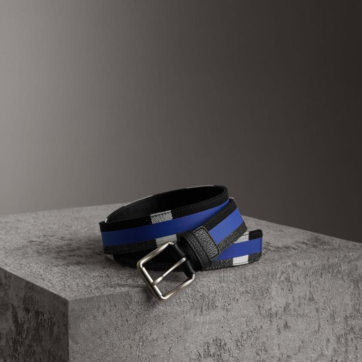 Burberry Burberry Striped Check Jute Cotton Belt, Size: 100