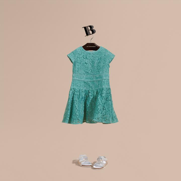 Burberry Burberry Cap Sleeve Macram Lace Dress, Size: 6y, Blue