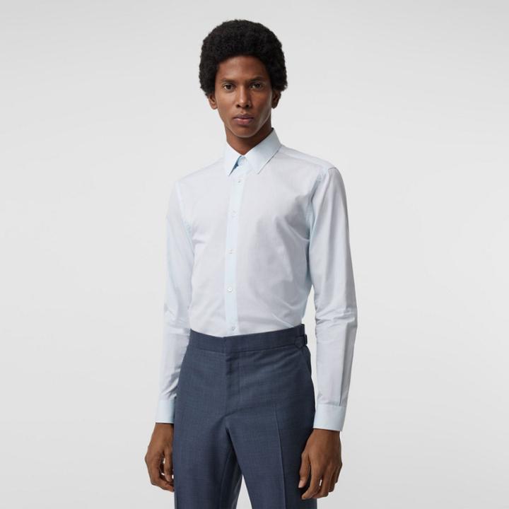 Burberry Burberry Slim Fit Striped Cotton Poplin Dress Shirt, Size: 14.5, Blue