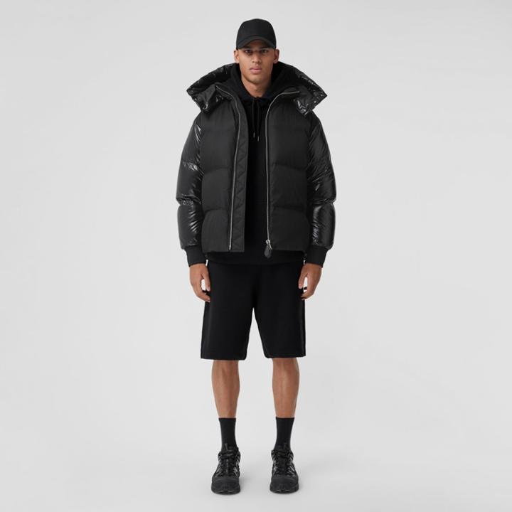 Burberry Burberry Contrast Panel Cotton Gabardine Puffer Jacket, Size: M