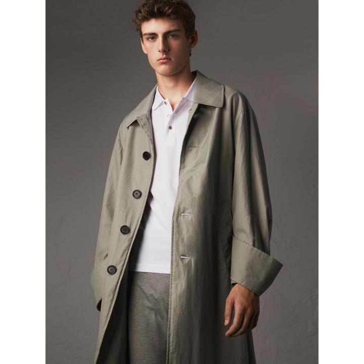 Burberry Burberry Unisex Tropical Gabardine Car Coat With Exaggerated Cuffs, Green