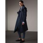 Burberry Burberry Cotton Asymmetric Trench Coat, Size: 04, Blue