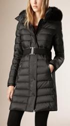 Burberry Down-filled Coat With Fur Collar