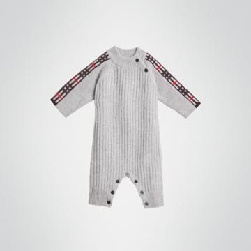 Burberry Burberry Childrens Check Detail Cashmere Jumpsuit, Size: 3m, Grey