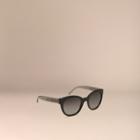 Burberry Check Detail Oval Polarised Sunglasses